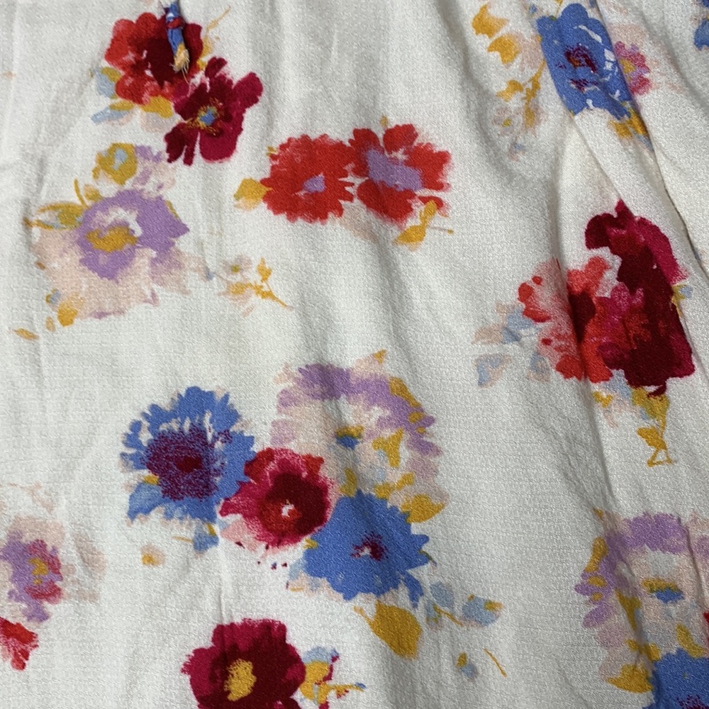 Lucky Brand Cream Floral Maxi Dress with Red, Blue & Purple Blooms - Picture 2 of 7